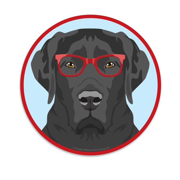 Labrador Retriever Black Dog Wearing Hipster Glasses Die Cut Vinyl Sticker