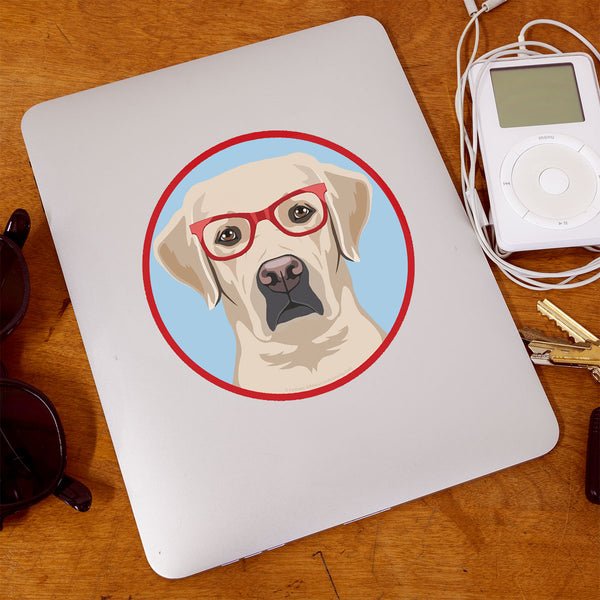 Labrador Retriever Dog Wearing Hipster Glasses Die Cut Vinyl Sticker