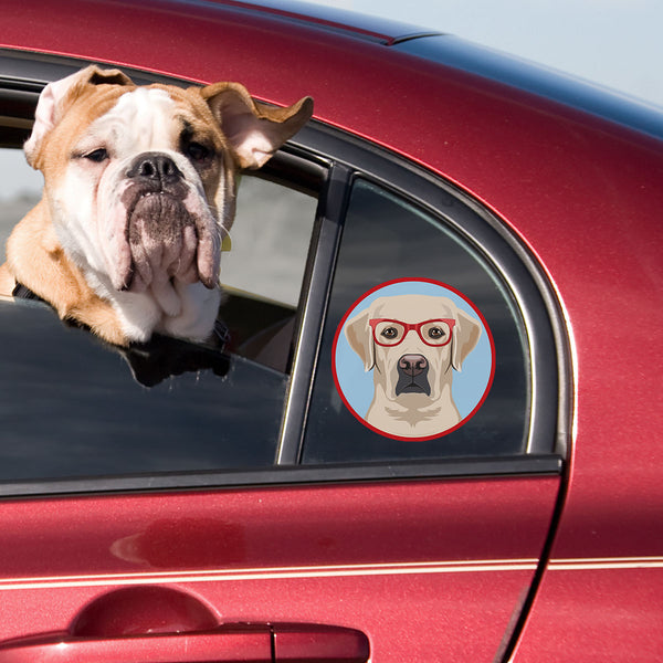 Labrador Retriever Dog Wearing Hipster Glasses Die Cut Vinyl Sticker