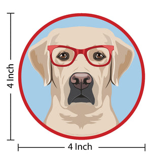 Labrador Retriever Dog Wearing Hipster Glasses Die Cut Vinyl Sticker