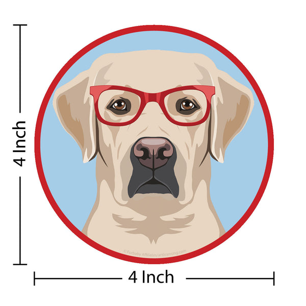 Labrador Retriever Dog Wearing Hipster Glasses Die Cut Vinyl Sticker