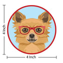Long Haired Chihuahua Dog Wearing Hipster Glasses Die Cut Vinyl Sticker