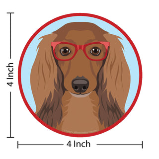 Long Haired Dachshund Dog Wearing Hipster Glasses Die Cut Vinyl Sticker