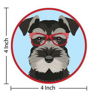 Miniature Schnauzer Dog Wearing Hipster Glasses Die Cut Vinyl Sticker