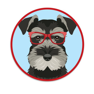 Miniature Schnauzer Dog Wearing Hipster Glasses Die Cut Vinyl Sticker