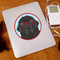 Newfoundland Dog Wearing Hipster Glasses Die Cut Vinyl Sticker