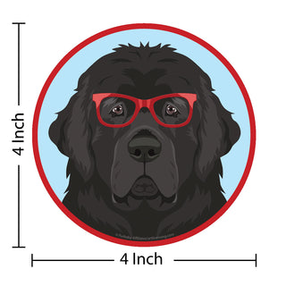 Newfoundland Dog Wearing Hipster Glasses Die Cut Vinyl Sticker