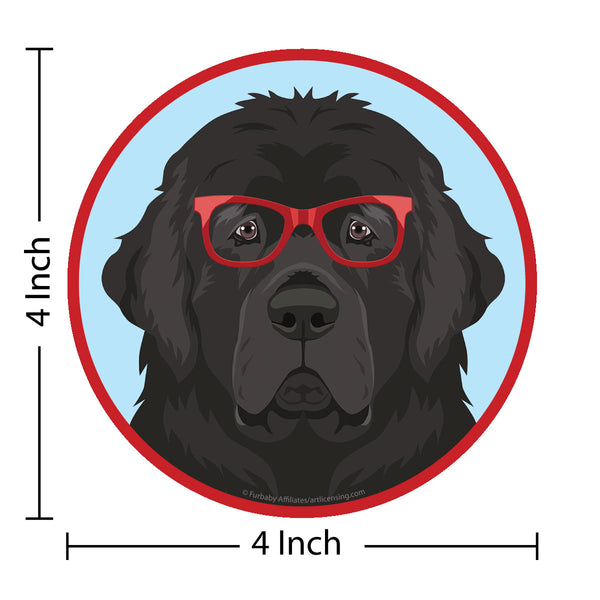 Newfoundland Dog Wearing Hipster Glasses Die Cut Vinyl Sticker