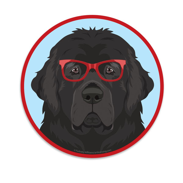 Newfoundland Dog Wearing Hipster Glasses Die Cut Vinyl Sticker