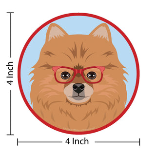 Pomeranian Dog Wearing Hipster Glasses Die Cut Vinyl Sticker