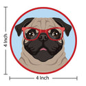 Pug Dog Wearing Hipster Glasses Die Cut Vinyl Sticker