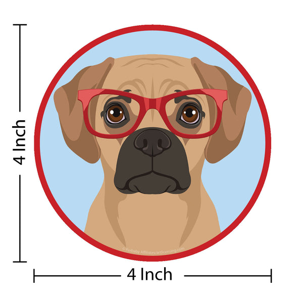 Puggle Dog Wearing Hipster Glasses Die Cut Vinyl Sticker