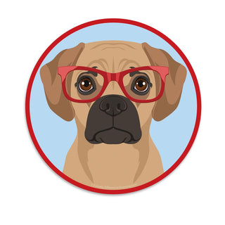 Puggle Dog Wearing Hipster Glasses Die Cut Vinyl Sticker