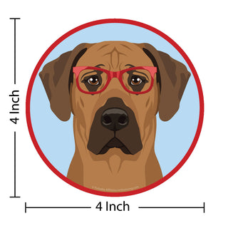 Rhodesian Ridgeback Dog Wearing Hipster Glasses Die Cut Vinyl Sticker