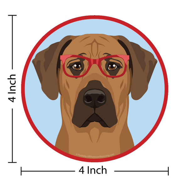 Rhodesian Ridgeback Dog Wearing Hipster Glasses Die Cut Vinyl Sticker