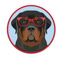 Rottweiler Dog Wearing Hipster Glasses Die Cut Vinyl Sticker
