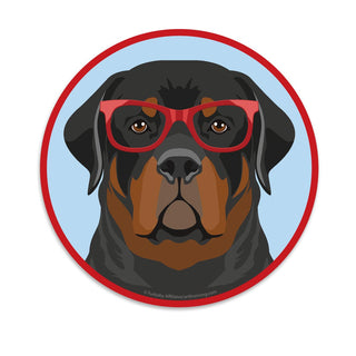 Rottweiler Dog Wearing Hipster Glasses Die Cut Vinyl Sticker