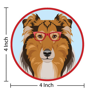 Rough Collie Dog Wearing Hipster Glasses Die Cut Vinyl Sticker