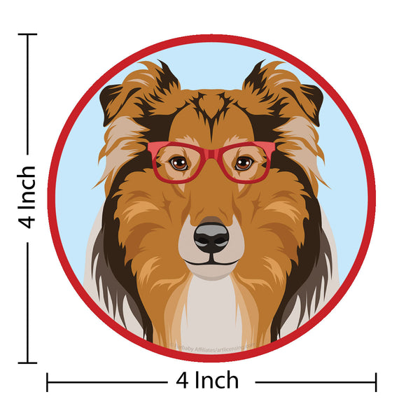 Rough Collie Dog Wearing Hipster Glasses Die Cut Vinyl Sticker