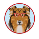 Rough Collie Dog Wearing Hipster Glasses Die Cut Vinyl Sticker