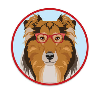 Rough Collie Dog Wearing Hipster Glasses Die Cut Vinyl Sticker