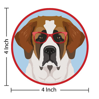 Saint Bernard Dog Wearing Hipster Glasses Die Cut Vinyl Sticker