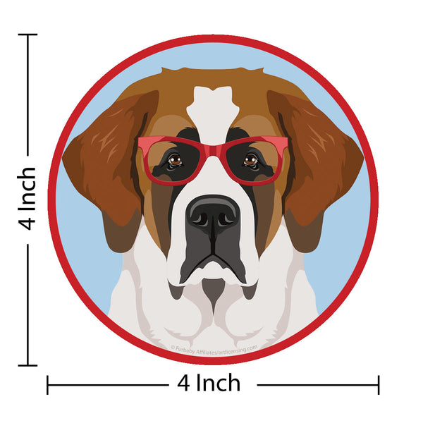 Saint Bernard Dog Wearing Hipster Glasses Die Cut Vinyl Sticker