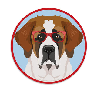 Saint Bernard Dog Wearing Hipster Glasses Die Cut Vinyl Sticker