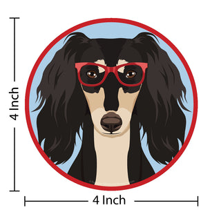 Saluki Dog Wearing Hipster Glasses Die Cut Vinyl Sticker