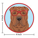 Shar Pei Dog Wearing Hipster Glasses Die Cut Vinyl Sticker