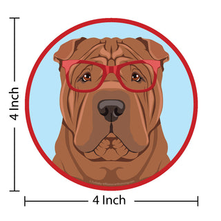 Shar Pei Dog Wearing Hipster Glasses Die Cut Vinyl Sticker