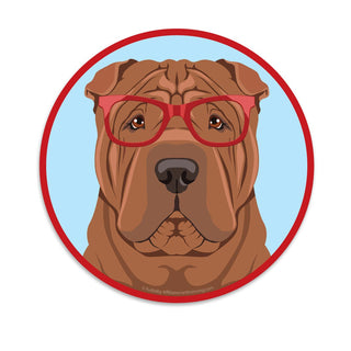 Shar Pei Dog Wearing Hipster Glasses Die Cut Vinyl Sticker