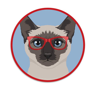 Siamese Cat Wearing Hipster Glasses Die Cut Vinyl Sticker