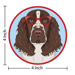 Springer Spaniel Dog Wearing Hipster Glasses Die Cut Vinyl Sticker