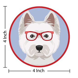 West Highland Terrier Dog Wearing Hipster Glasses Die Cut Vinyl Sticker