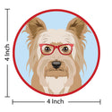 Yorkshire Terrier Dog Wearing Hipster Glasses Die Cut Vinyl Sticker
