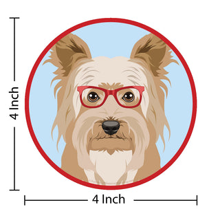 Yorkshire Terrier Dog Wearing Hipster Glasses Die Cut Vinyl Sticker