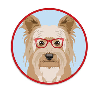 Yorkshire Terrier Dog Wearing Hipster Glasses Die Cut Vinyl Sticker