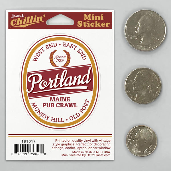 Portland Maine Pub Crawl Coors Style Mini Sticker