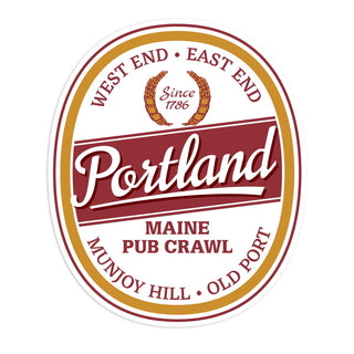 Portland Maine Pub Crawl Coors Style Mini Sticker