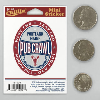 Portland Maine Pub Crawl Lager Label Style Mini Sticker