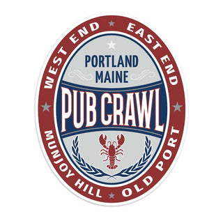 Portland Maine Pub Crawl Lager Label Style Mini Sticker