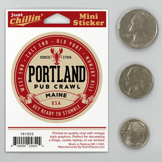 Portland Maine Pub Crawl Milwaukee Label Style Mini Sticker