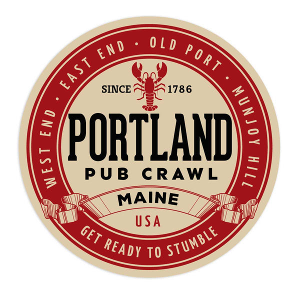 Portland Maine Pub Crawl Milwaukee Label Style Mini Sticker