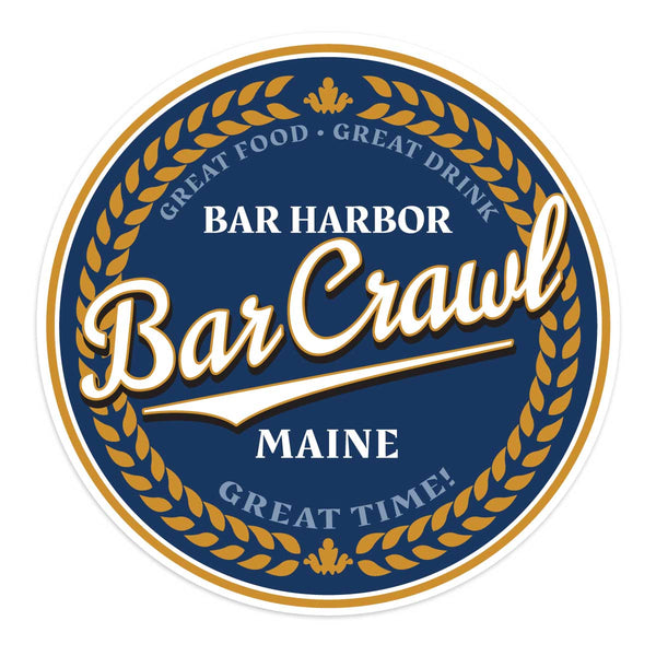 Maine Bar Crawl Wheat Beer Label Style Mini Sticker