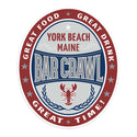 Maine Bar Crawl Oval Lager Beer Label Style Mini Sticker