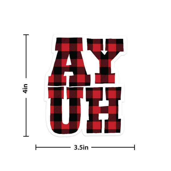 Maine Ayuh Plaid Letters State Pride Vinyl Sticker