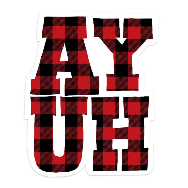 Maine Ayuh Plaid Letters State Pride Vinyl Sticker