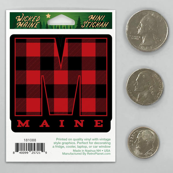 Maine M Plaid State Pride Mini Vinyl Sticker