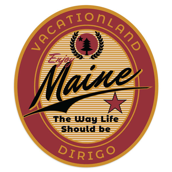 Enjoy Maine Dirigo State Motto Beer Label Mini Vinyl Sticker